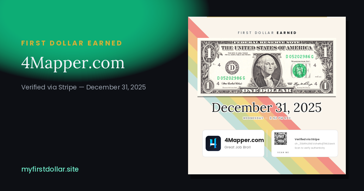 First dollar certificate of 4Mapper.com